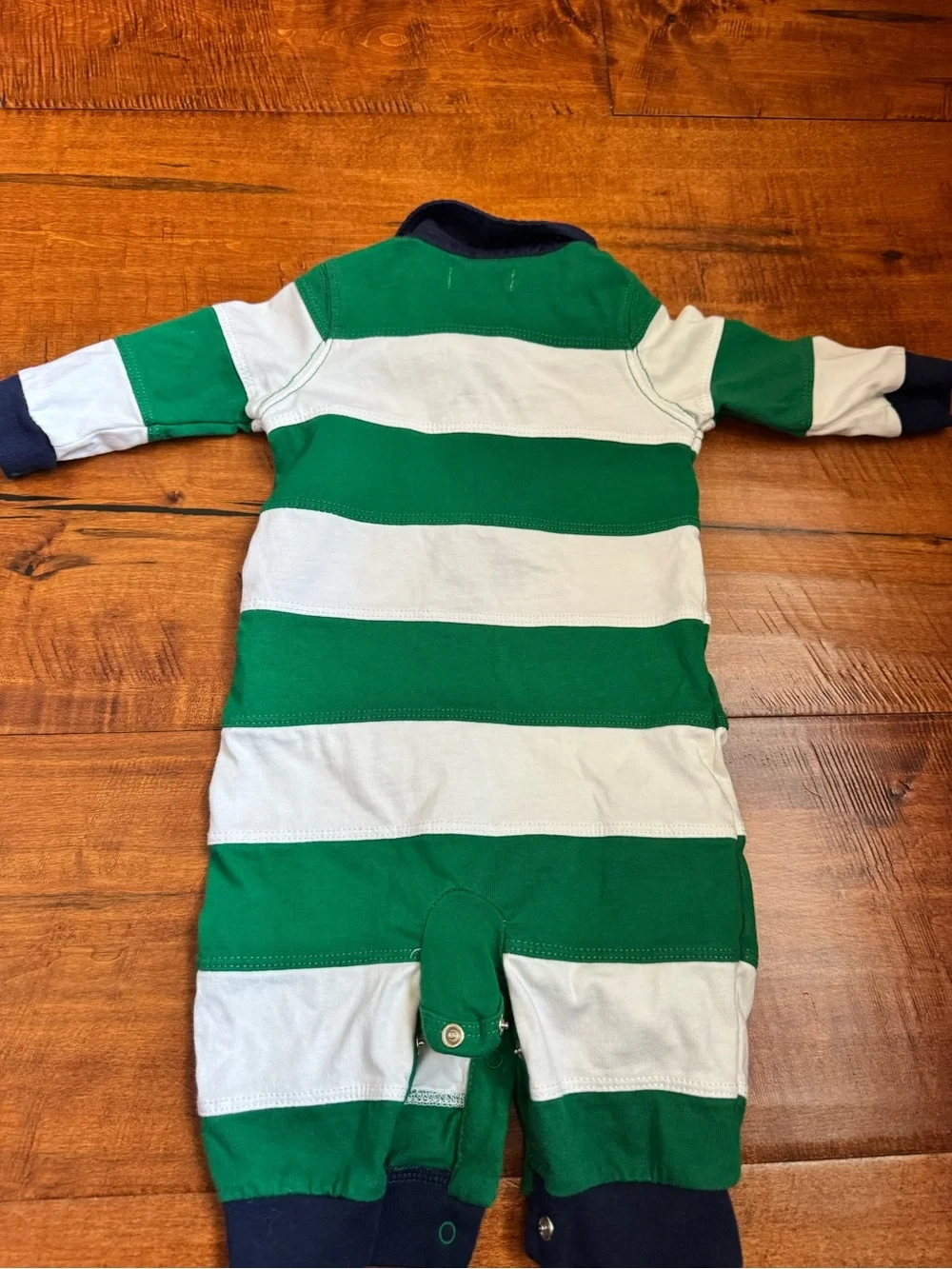 Ralph Lauren Green, White & Navy Striped Rugby One-Piece